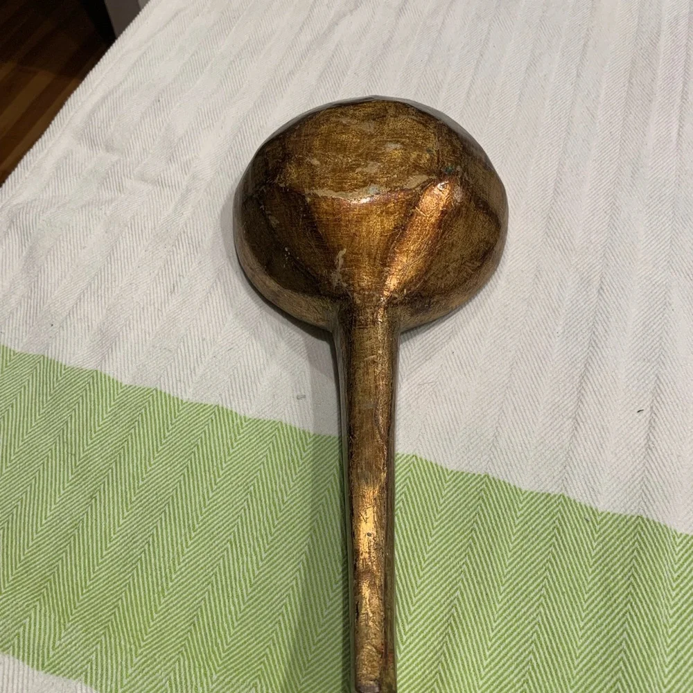 Vintage Florentine wooden Ladle with Red and Gold Accents